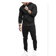 Load image into Gallery viewer, Autumn New Men&#39;s High Street Hoodies Sweatpants Sets Male Solid Color Zipper Hooded Coat Jacket Sportswear Tracksuit Set