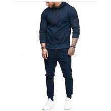 Load image into Gallery viewer, Autumn New Men&#39;s High Street Hoodies Sweatpants Sets Male Solid Color Zipper Hooded Coat Jacket Sportswear Tracksuit Set