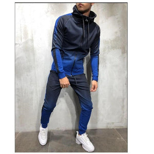 Zipper Tracksuit Men Set Sporting 2 Pieces Sweatsuit Men Clothes Printed Hooded Hoodies Jacket Pants Track Suits Male