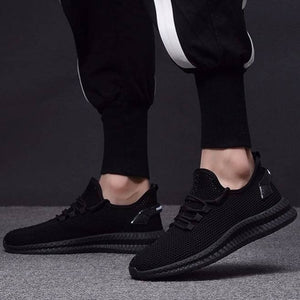 CYSINCOS Summer Black Men Vulcanize Shoes Breathable Casual Sports Male Sneakers Mesh Trainers Lace-up Flats Shoes Plus 39-44