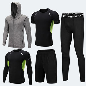 Compression Men's Sport Suits 5pcs/set Quick Dry Running sets Clothes Sports Joggers Training Gym Fitness Tracksuits Sport Wear