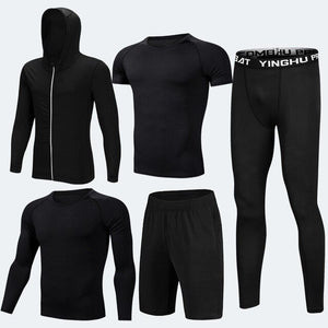 Compression Men's Sport Suits 5pcs/set Quick Dry Running sets Clothes Sports Joggers Training Gym Fitness Tracksuits Sport Wear