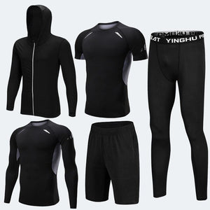 Compression Men's Sport Suits 5pcs/set Quick Dry Running sets Clothes Sports Joggers Training Gym Fitness Tracksuits Sport Wear