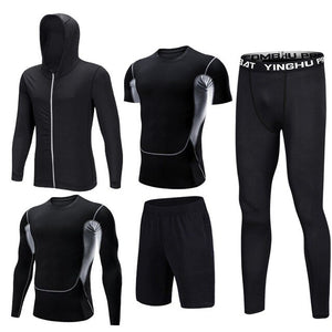 Compression Men's Sport Suits 5pcs/set Quick Dry Running sets Clothes Sports Joggers Training Gym Fitness Tracksuits Sport Wear