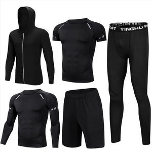 Compression Men's Sport Suits 5pcs/set Quick Dry Running sets Clothes Sports Joggers Training Gym Fitness Tracksuits Sport Wear