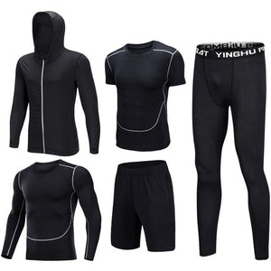 Compression Men's Sport Suits 5pcs/set Quick Dry Running sets Clothes Sports Joggers Training Gym Fitness Tracksuits Sport Wear