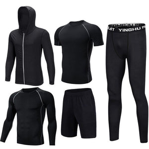 Compression Men's Sport Suits 5pcs/set Quick Dry Running sets Clothes Sports Joggers Training Gym Fitness Tracksuits Sport Wear