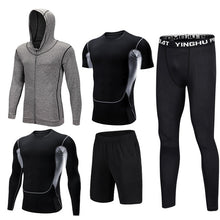 Load image into Gallery viewer, Compression Men&#39;s Sport Suits 5pcs/set Quick Dry Running sets Clothes Sports Joggers Training Gym Fitness Tracksuits Sport Wear