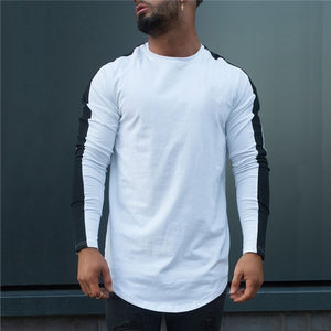 Muscleguys T-Shirt Men 2018 Spring Autumn New Long Sleeve O-Neck T Shirt Men Brand Clothing Fashion Patchwork Cotton Tee Tops