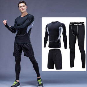 Men's Compression Sportswear Suits Gym Tights Training Clothes Workout Jogging Sports Set Running Tracksuit Dry Fit Plus Size