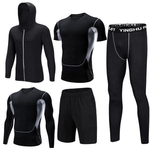 Men's Compression Sportswear Suits Gym Tights Training Clothes Workout Jogging Sports Set Running Tracksuit Dry Fit Plus Size