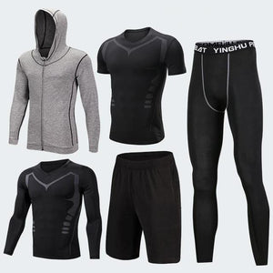 Men's Compression Sportswear Suits Gym Tights Training Clothes Workout Jogging Sports Set Running Tracksuit Dry Fit Plus Size