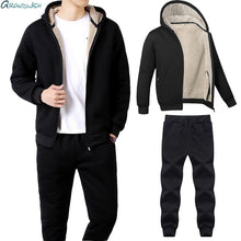 Load image into Gallery viewer, Grandwish Winter Men Sweat Suits Fleece Warm Mens Tracksuit Set Casual Sportwear suits jacket + pants Thick Slim Fit Sets,DA976