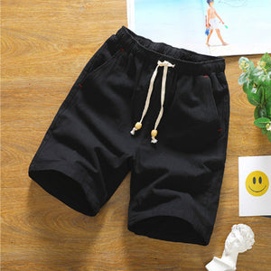 BINHIIRO Men Shorts Solid Drawstring Fashion Linen Cotton Shorts For Men Mid Straight Knee Length Large Size 5XL Men Shorts