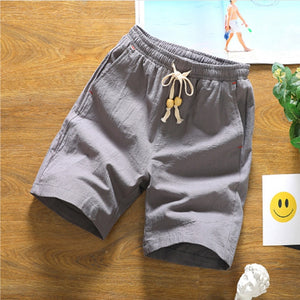 BINHIIRO Men Shorts Solid Drawstring Fashion Linen Cotton Shorts For Men Mid Straight Knee Length Large Size 5XL Men Shorts