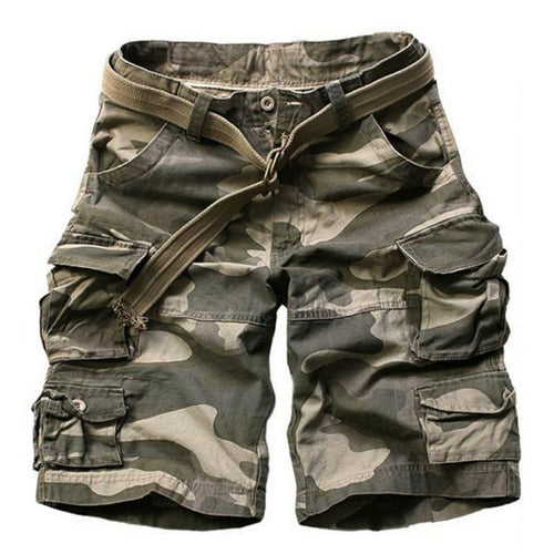 2019 Summer Men army green Camouflage Shorts Casual Camo Knee-length Mens Cargo Short trousers bermudas hombre shorts with Belt