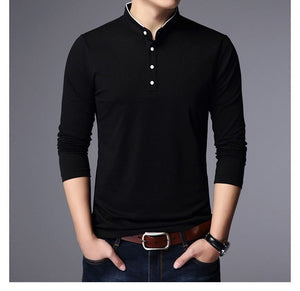 Hot Sell 2019 New Fashion Brand Clothing Polo Shirt Mens Long Sleeve Slim Fit Boys Mandarin Colla Polos Casual Men's Clothing