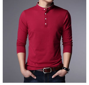 Hot Sell 2019 New Fashion Brand Clothing Polo Shirt Mens Long Sleeve Slim Fit Boys Mandarin Colla Polos Casual Men's Clothing