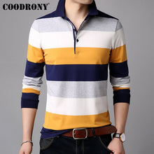 Load image into Gallery viewer, COODRONY Long Sleeve T Shirt Men Striped Casual Streetwear Tshirt Soft Cotton Tee Shirt Homme Turn-down Collar T-Shirt Men 95012