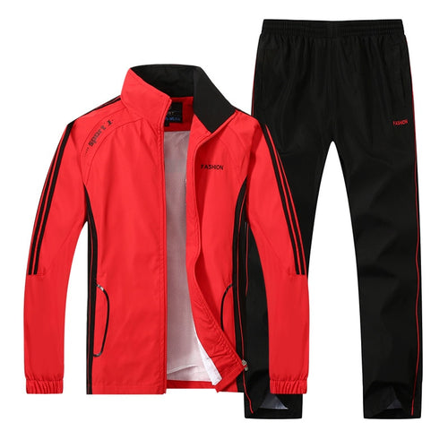 New Men's Set Spring Autumn Men Sportswear 2 Piece Set Sporting Suit Jacket+Pant Sweatsuit Male Clothing Tracksuit Size L-5XL