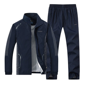 New Men's Set Spring Autumn Men Sportswear 2 Piece Set Sporting Suit Jacket+Pant Sweatsuit Male Clothing Tracksuit Size L-5XL