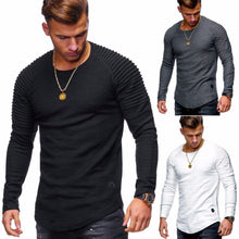 Load image into Gallery viewer, Men personality trend casual men&#39;s T-shirt black white T-shirt 2019 spring new fashion O-neck slim long-sleeved T-shirt top 3XL