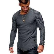 Load image into Gallery viewer, Men personality trend casual men&#39;s T-shirt black white T-shirt 2019 spring new fashion O-neck slim long-sleeved T-shirt top 3XL