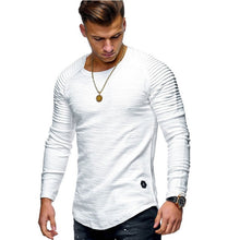 Load image into Gallery viewer, Men personality trend casual men&#39;s T-shirt black white T-shirt 2019 spring new fashion O-neck slim long-sleeved T-shirt top 3XL