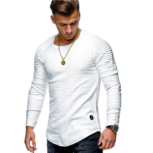 Men personality trend casual men's T-shirt black white T-shirt 2019 spring new fashion O-neck slim long-sleeved T-shirt top 3XL