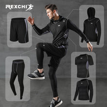 Load image into Gallery viewer, REXCHI 5 Pcs/Set Men&#39;s Tracksuit Gym Fitness Compression Sports Suit Clothes Running Jogging Sport Wear Exercise Workout Tights