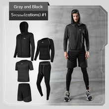 Load image into Gallery viewer, REXCHI 5 Pcs/Set Men&#39;s Tracksuit Gym Fitness Compression Sports Suit Clothes Running Jogging Sport Wear Exercise Workout Tights