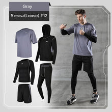 Load image into Gallery viewer, REXCHI 5 Pcs/Set Men&#39;s Tracksuit Gym Fitness Compression Sports Suit Clothes Running Jogging Sport Wear Exercise Workout Tights