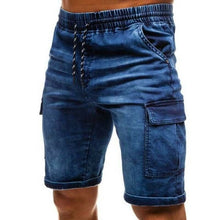 Load image into Gallery viewer, 2019 Men&#39;s CottonThin Denim Ruched Short Pants New Fashion Summer Male Casual Low Waist Short Jeans Shorts Stretch Pant