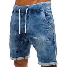 Load image into Gallery viewer, 2019 Men&#39;s CottonThin Denim Ruched Short Pants New Fashion Summer Male Casual Low Waist Short Jeans Shorts Stretch Pant